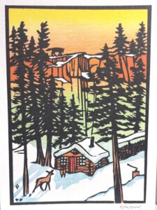 Greeting Card, Winter Cabin